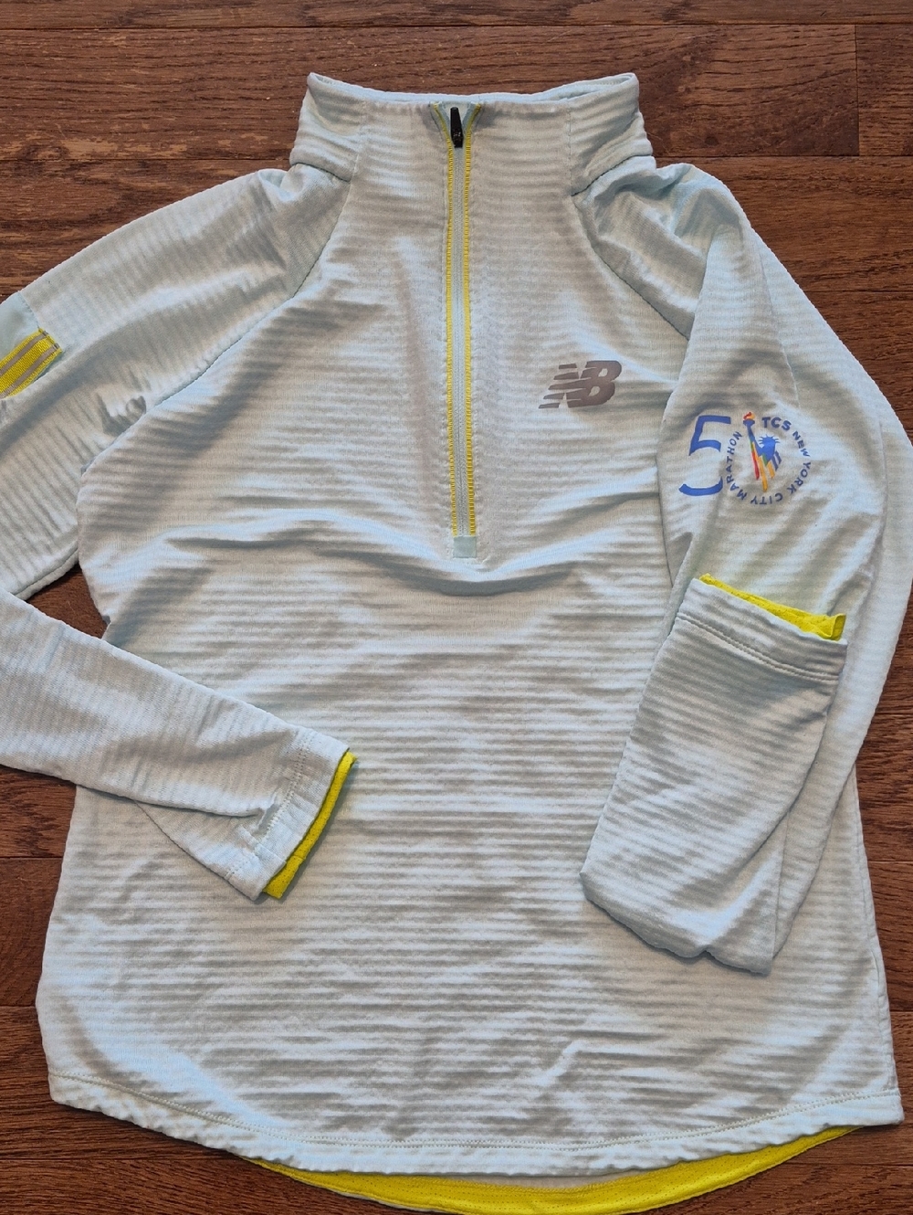 New Balance Light Blue Quarter-Zip Pullover with Yellow Accents